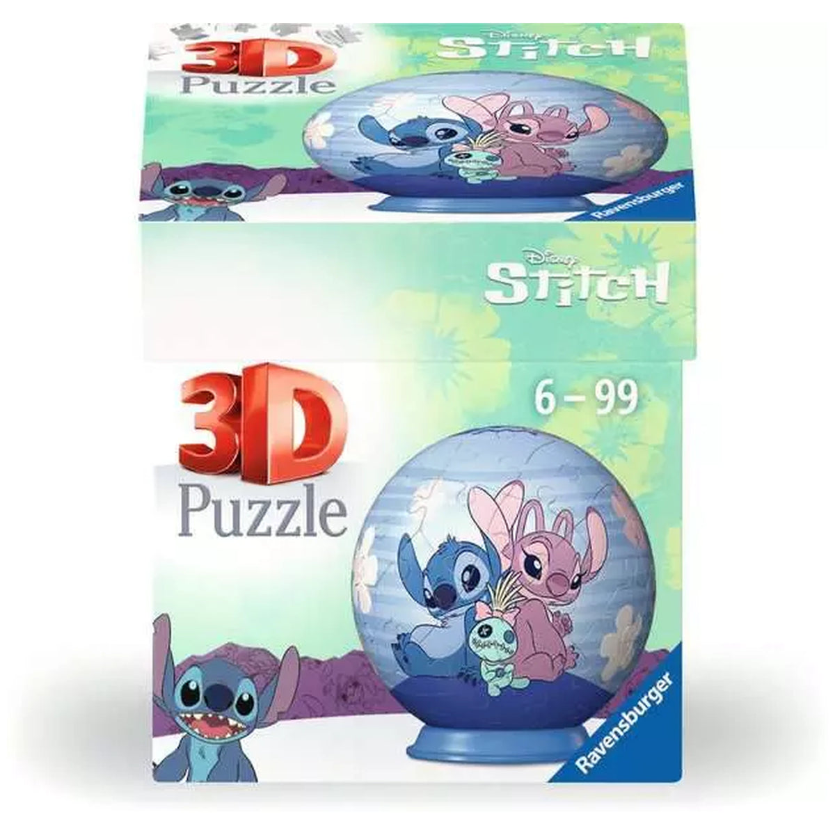 Ravensburger - Palla Puzzle 3D - Disney Stitch Angel - Figure d'Azione Giocattolo
