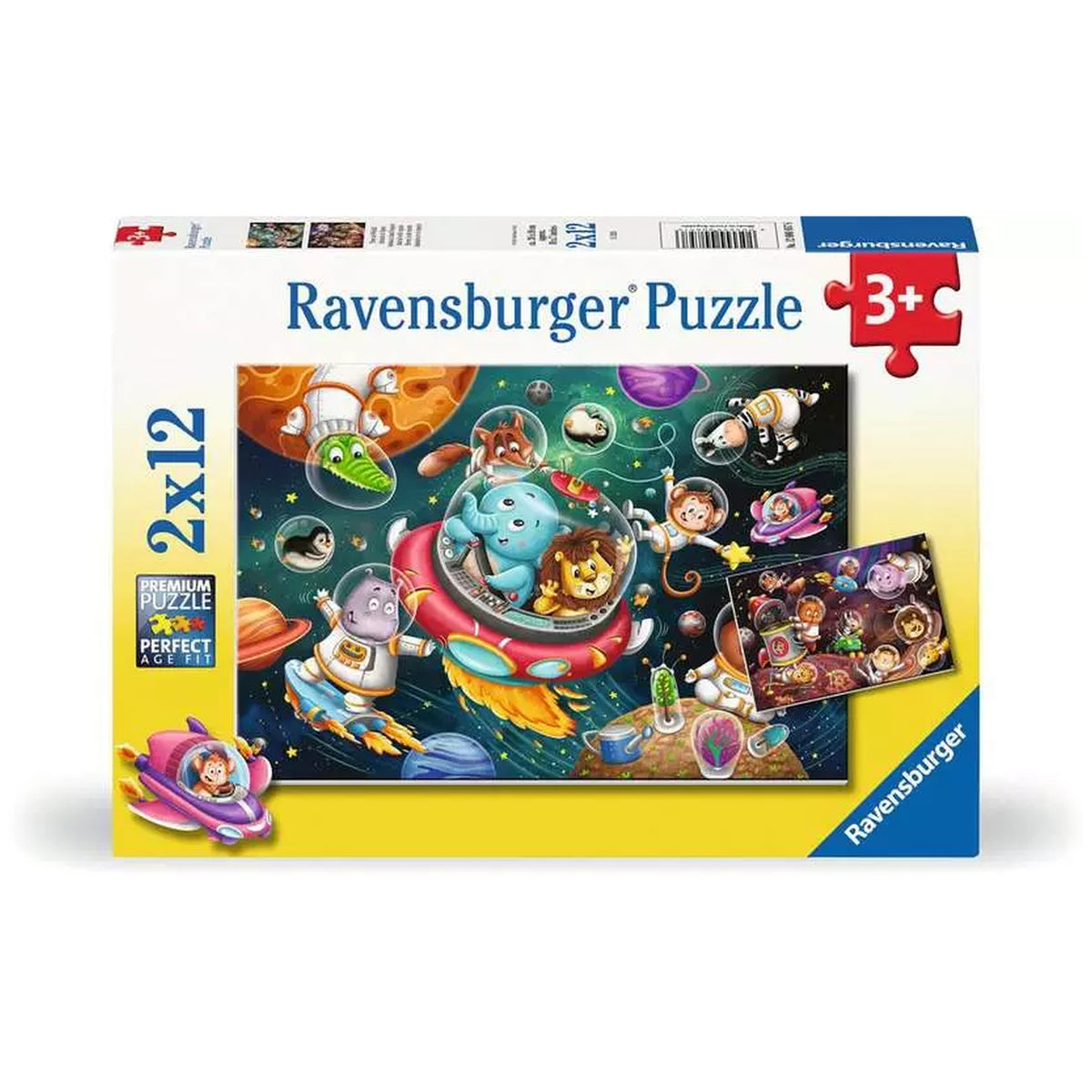 Ravensburger - Animali nello Spazio - 2x12 Pezzi - Puzzle