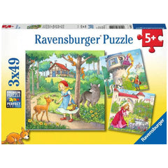 Ravensburger - Fairy Tales - Rapunzel Little Red Riding Hood & The Frog Prince - 3x49 Pieces - Puzzles