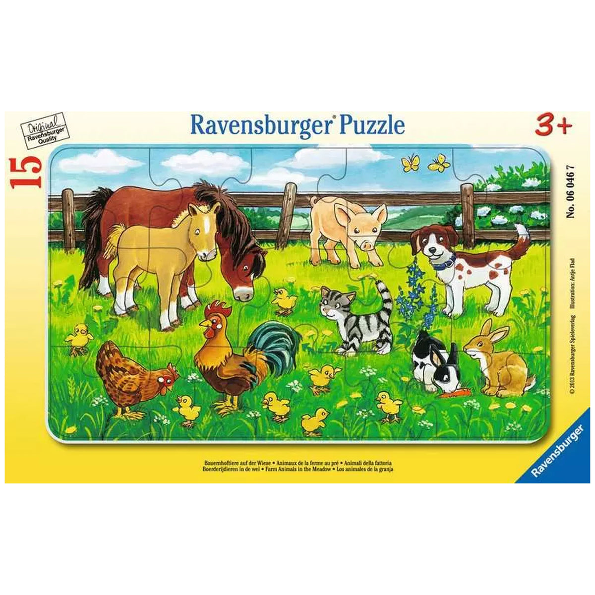 Ravensburger - Animali della fattoria nel prato - 15 pezzi - Puzzle