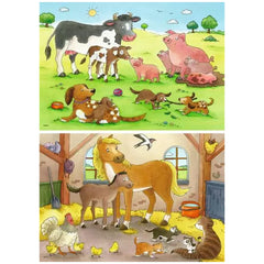 Ravensburger - Famiglie di Animali Felici - 2x12 Pezzi - Puzzle