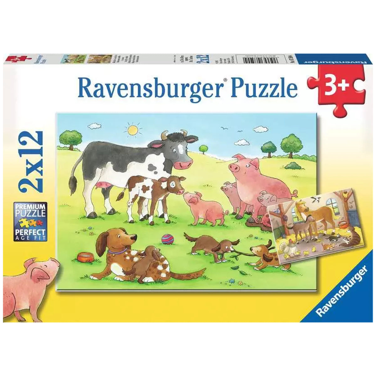 Ravensburger - Famiglie di Animali Felici - 2x12 Pezzi - Puzzle