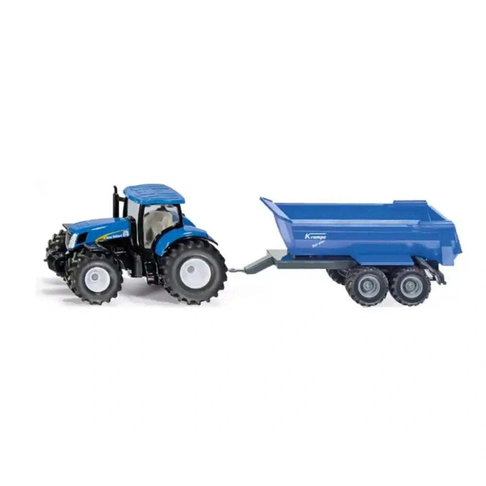Siku - Veicoli e Macchinine - Trattore New Holland T7070 con Rimorchio - 3 Anni - Metallo resistente