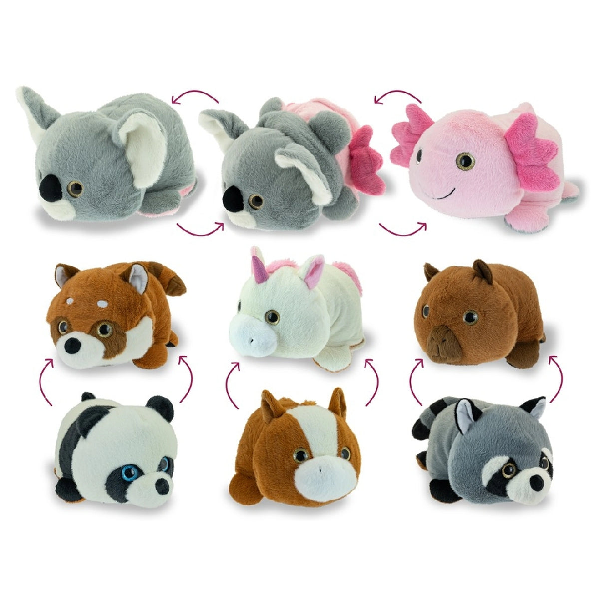 Teorema - Assortimento di Plush Flip Animali Esotici Reversibili - Peluche