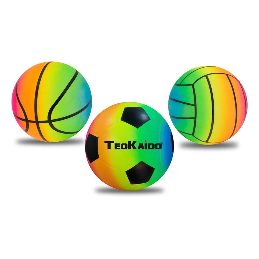 Teorema - Sports Toys - TeoKaido Multi-Sport Rubber Ball - Rainbow - 3+ Yrs