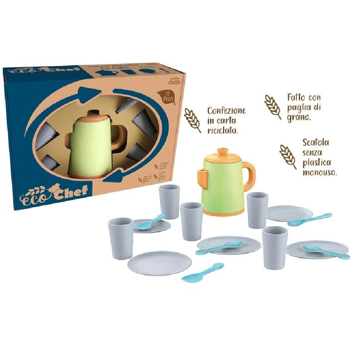 Toys Garden - Set Caffè Eco Chef 17 Pezzi Sostenibile - Professioni Immaginarie e Gioco di Ruolo