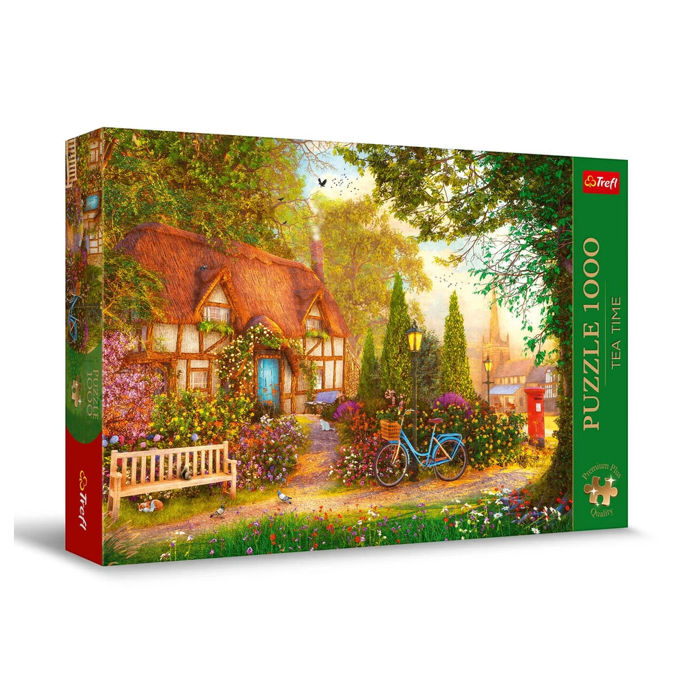 Trefl - Puzzle da 1000 Pezzi - Puzzles - 14+ - Tea Time Cottage con Tetto di Paglia - TRF10803