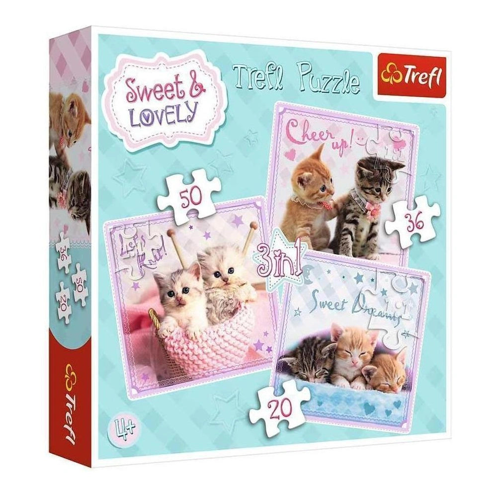 Trefl - 3 Puzzle in 1 - Gattini Dolci - Puzzle - 3+ - TRF34809