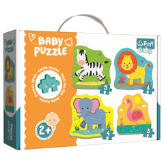 Trefl - 4 Puzzles in 1 Shaped Puzzle - Baby Classic Safari Animals - Puzzles Age +2 - TRF36073