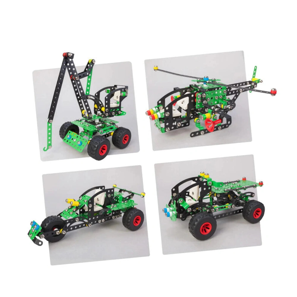 Alexander Maly Constructor Pro Manta set with crane, helicopter, tow truck, and racing car models.