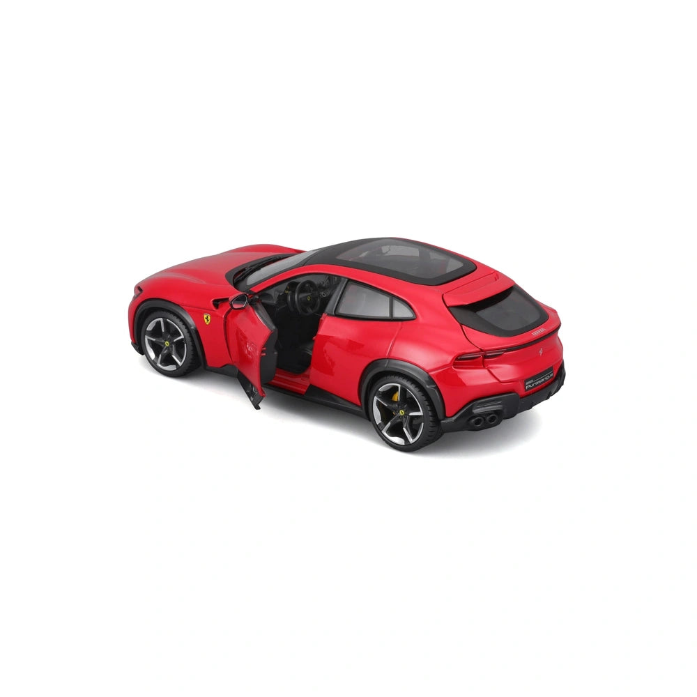 Ferrari Purosangue 1:24 die cast vehicle in glossy red with matte black roof, tinted windows, and detailed wheels.