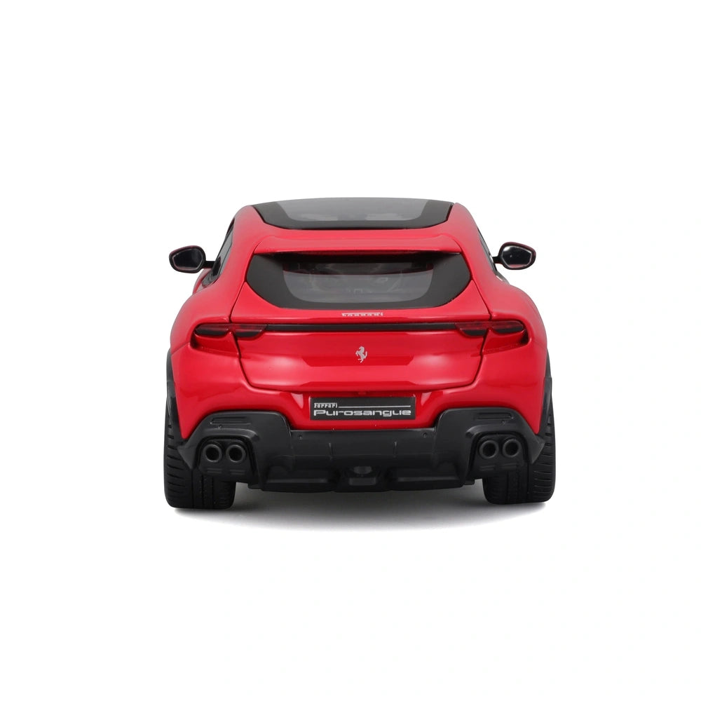 Ferrari Purosangue 1:24 die-cast model features a glossy red body, black roof, tinted windows, and red brake lights.
