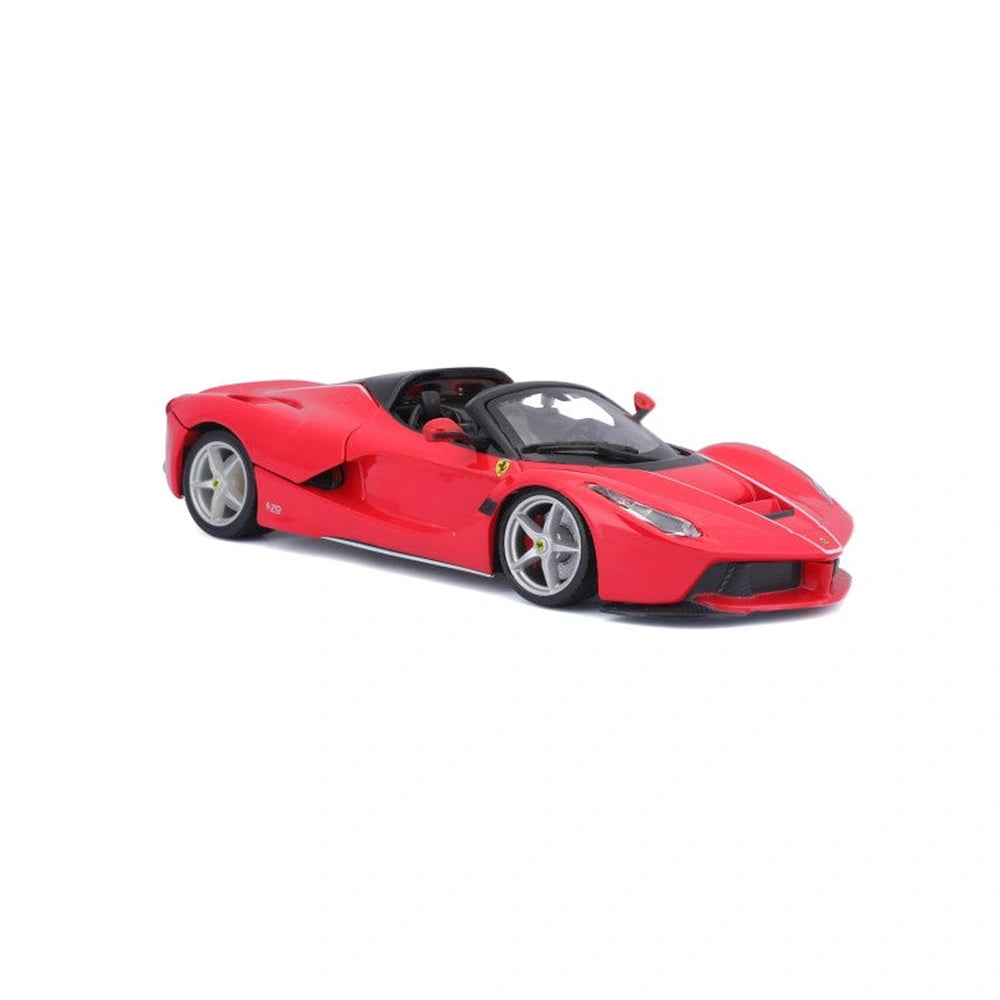 BBurago Ferrari La Ferrari Aperta 1:24 model car in red with glossy finish, silver hubcaps, and convertible top.