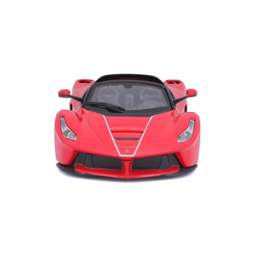 BBurago Ferrari La Ferrari Aperta 1:24 model, glossy red finish, two doors, transparent windows, detailed components.