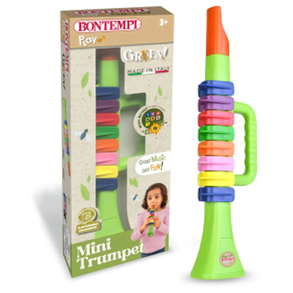 Bontempi Wooden Maracas in colorful cardboard packaging with child illustration, age 3+, and "Made in Italy" icon.