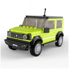CaDA Suzuki Jimny car construction set features a bright lime green body, matte plastic finish, and shiny metallic wheels.