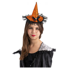 Carnival Toys - Cappello di Raso Arancione con Fiocco e Pizzo per Divertimento in Costume - Professioni Immaginarie e Gioco di Ruolo