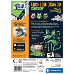 Clementoni Scienza E Gioco Lab - Archeogiocando - Triceratopo Glow In The Dark Toy Playsets