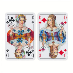 Dal Negro French-suited pattern playing cards with vibrant colors and intricate designs printed on cardstock.