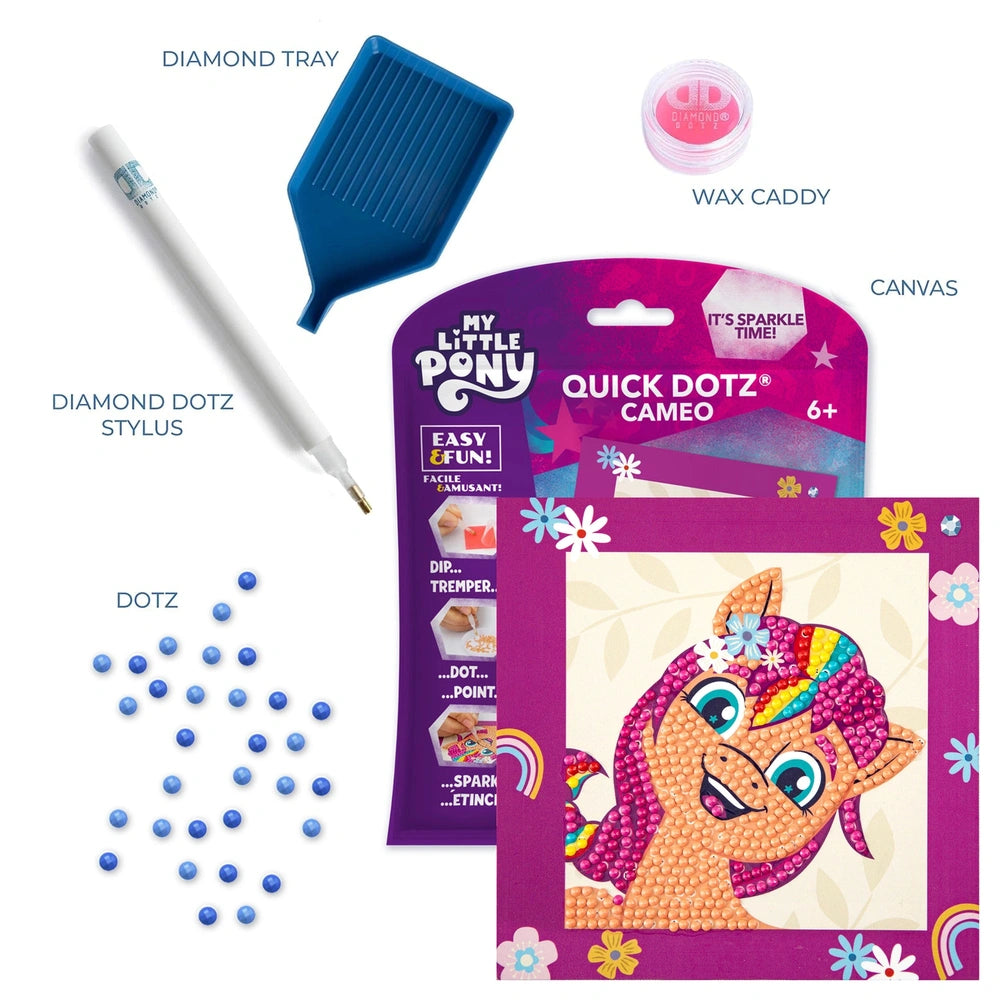 DIAMOND DOTZ Dotzies Create Your Own Sunshine diamond painting kit in colorful retail packaging with plastic stylus included.