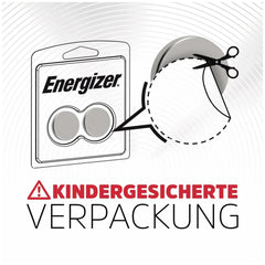 Energizer Button Cell CR 2430 3V batteries in retail packaging featuring battery and scissors symbols with clear branding.