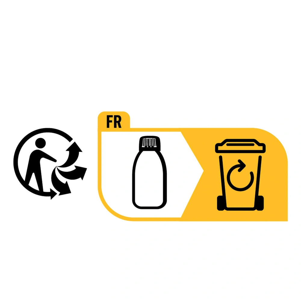 EULENSPIEGEL Profi-Aqua Liquid White 30 ml in a black bottle with cap, featuring recycling and trash can icons on a yellow gr