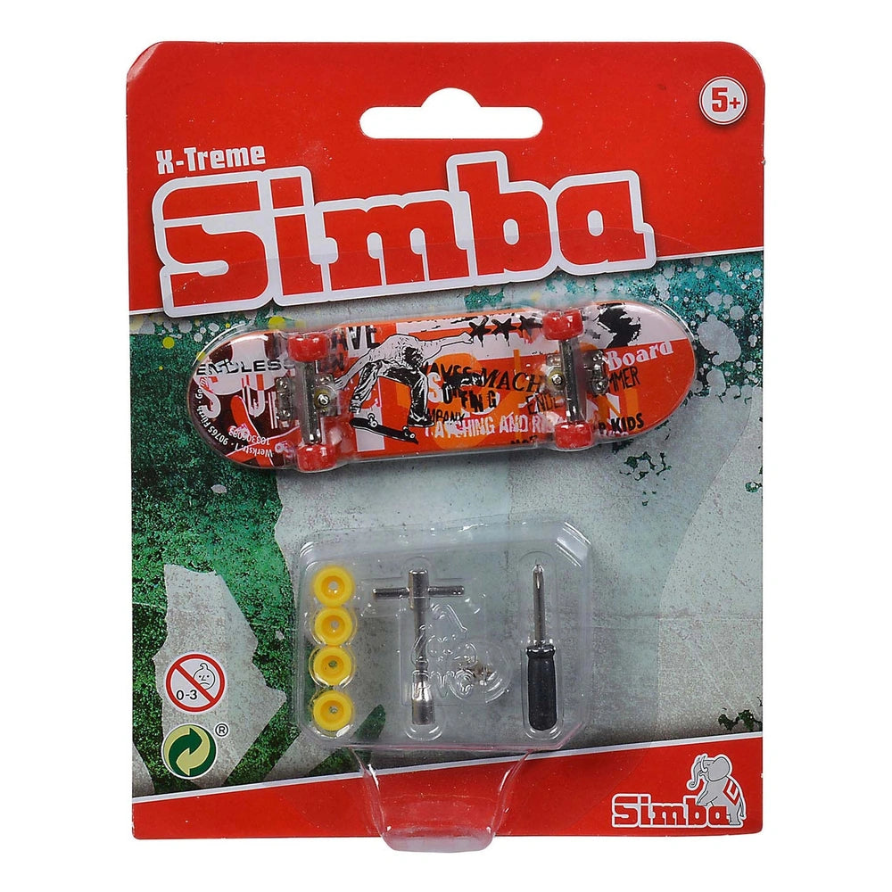 Finger Skateboard X-Treme Color packaging features vibrant red, white, and green design, showcasing the skateboard and access