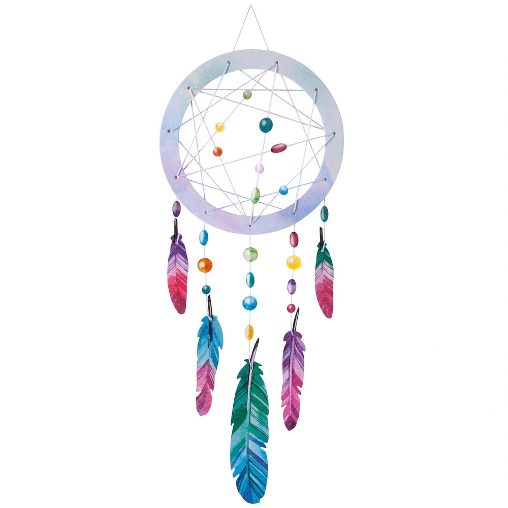 Folia Dreamcatcher Set features a circular design with a star made of colorful beads and vibrant blue, green, pink, and purpl