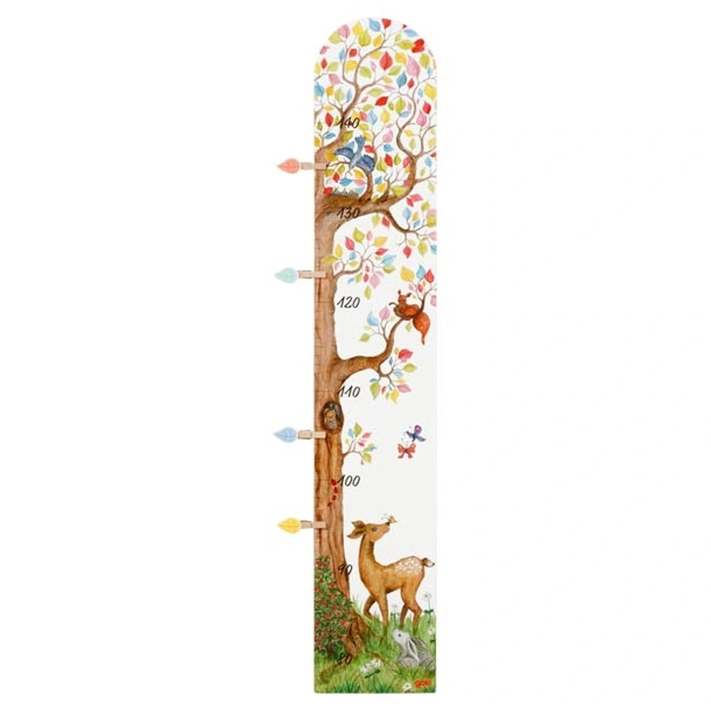 GOKI measuring stick features a colorful tree, deer, and numbers on a matte white background, ideal for baby and toddler furn