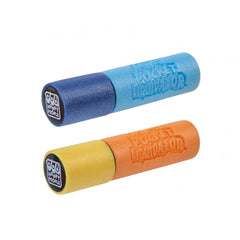 Foam Shooter Mini Pocket Liquidator, featuring two textured cylindrical objects with caps on one end.