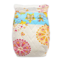 Heless dolls diapers in colorful patterns with hearts and stars, suitable for dolls sized 35-50 cm, reusable with fasteners.