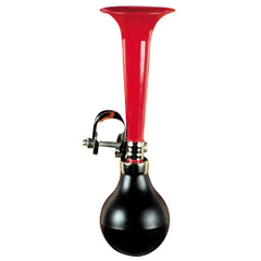 Johntoy bicycle horn features a red plastic top and black plastic bottom, designed for outdoor play equipment.