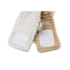 Jollein Wrist Rattle Tiny Park Charlie Cat features tan and white fuzzy fabric in a centered layout, perfect for infants.