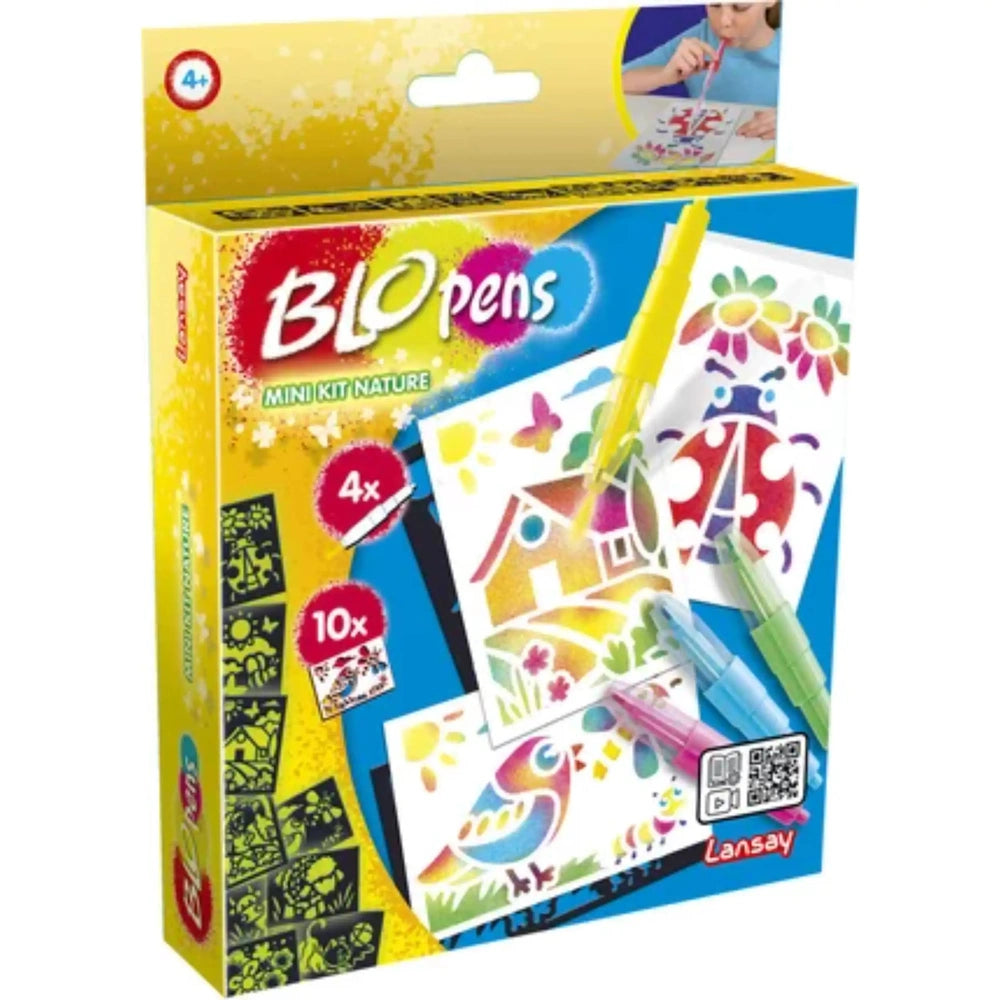 LANSAY Blopens Mini Kit Nature packaging features a glossy finish, colorful design, and clear plastic window showcasing art s