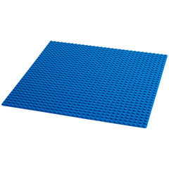 Bright blue LEGO® Classic Baseplate measuring over 9.5 inches square, featuring a grid of 1,024 aligned studs for building creativity.
