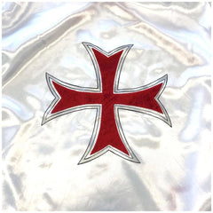 Liontouch Maltese Cape in silver metallic foil featuring a centered red symmetrical cross for pretend professions and role pl