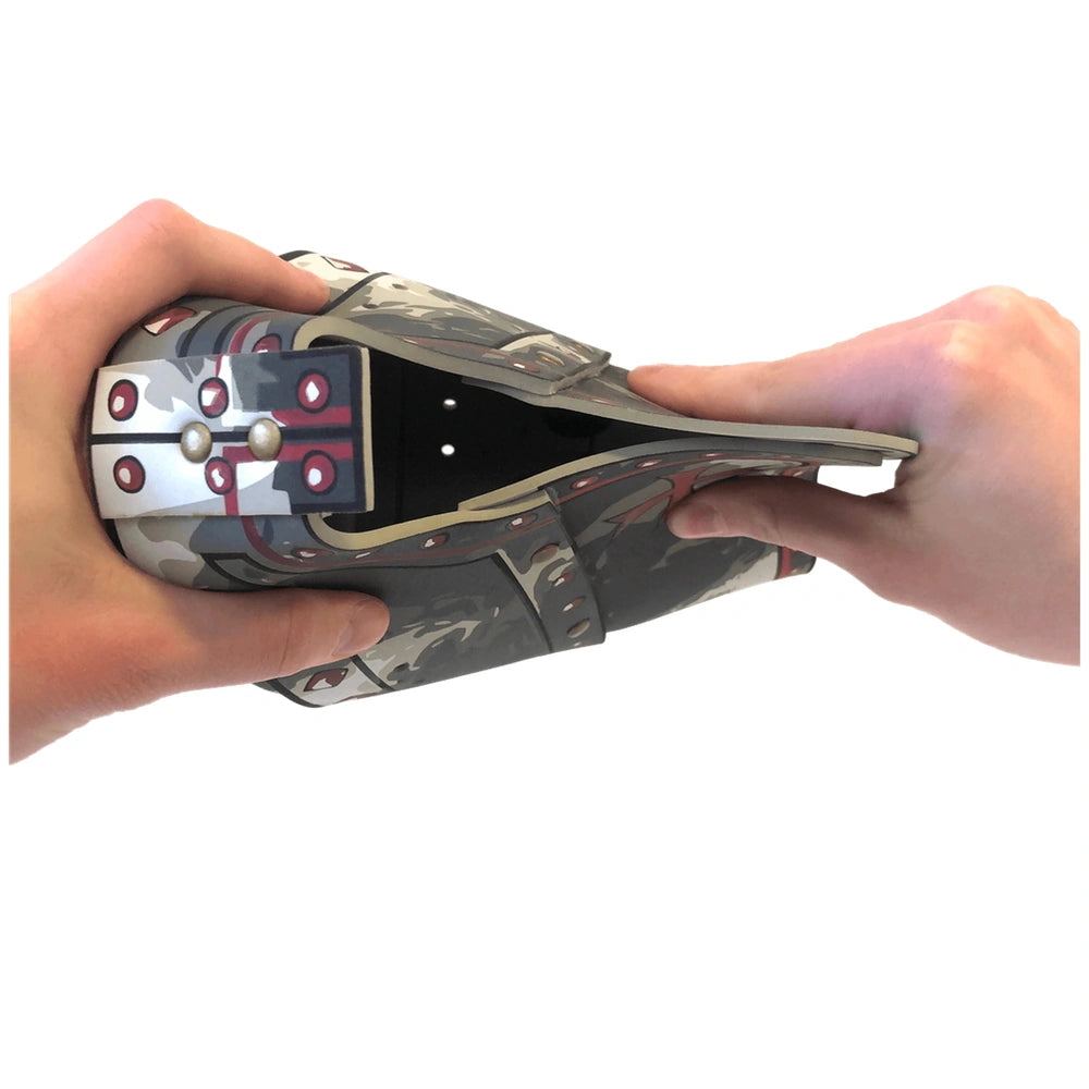 Liontouch Maltese Helmet features a textured surface with matte and glossy finishes in gray, black, and red accents.