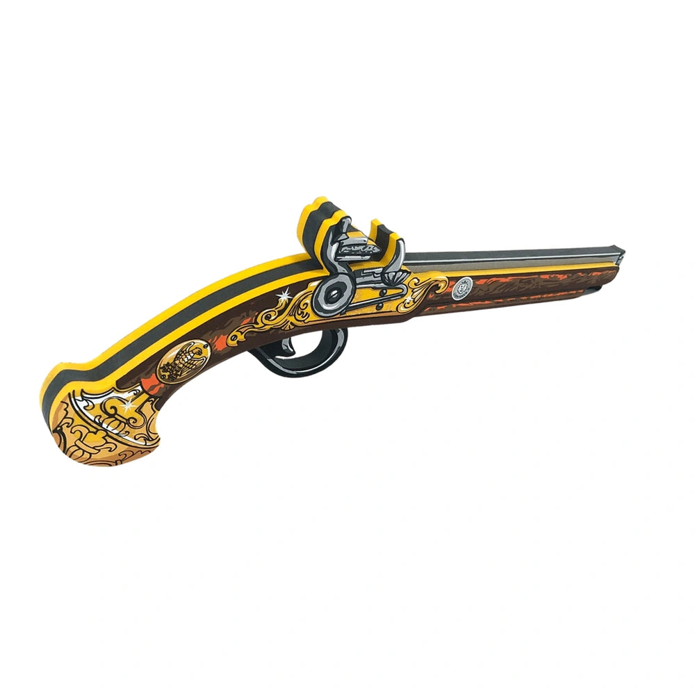 Liontouch Napoléon pistol with yellow handle, black barrel, and textured grip, set against a high-contrast white background.