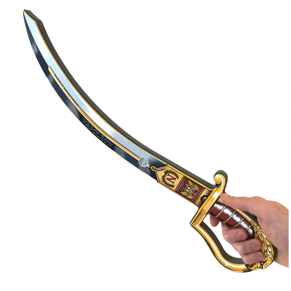 Liontouch Napoléon sabre in red featuring a gold handle, silver blade, and black grip, designed for pretend professions.