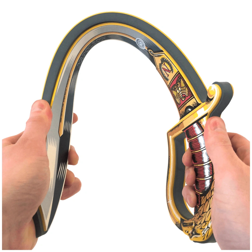 Liontouch Napoléon Sabre in red, featuring shiny metallic surfaces in yellow, black, and silver, designed for pretend play.