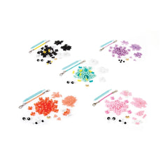 LINXO Character arts and crafts kit featuring colorful plastic beads, metal chain, and various connectors for creative projec