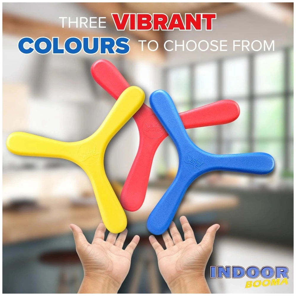 Mandelli Indoor Booma Junior sports toys featuring three pairs of glossy scissors in red, yellow, and blue.