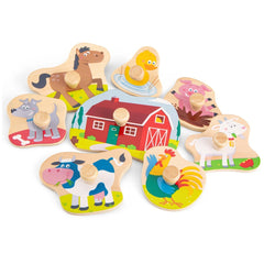 New Classic Toys - Peg Puzzle - 8 Pieces - Farm - Baby Activity Toys