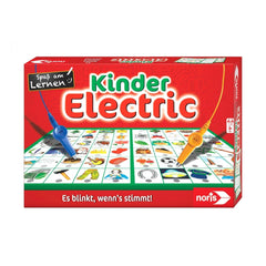 Noris Childrens Electric Board Game box featuring colorful graphics and educational elements about electricity.