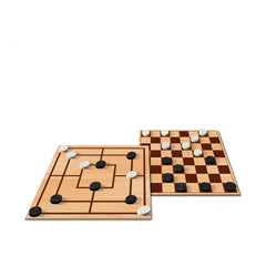 Noris Deluxe Morris & Checkers board games featuring wooden boards with black and white game pieces ready for play.