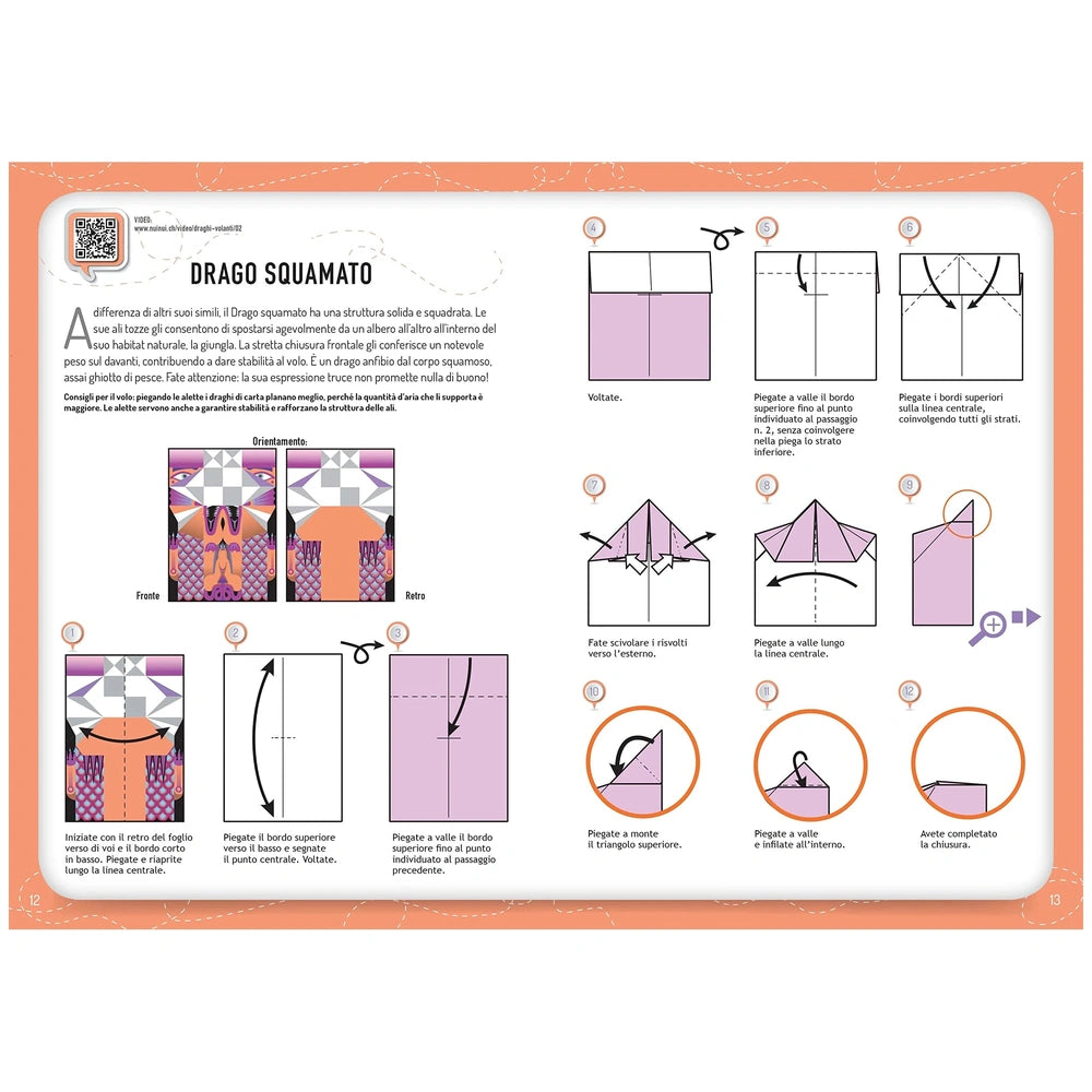 NUINUI Flying Dragons arts & crafts kit features 12 numbered steps on matte cardboard with glossy plastic and transparent win