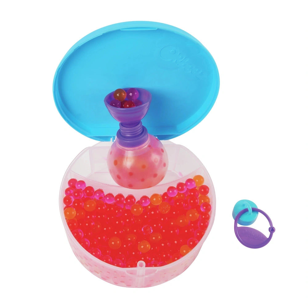 Orbeez Water Beads Surprise Activity Orb Set features a clear lid, blue base, and colorful beads for children's play.