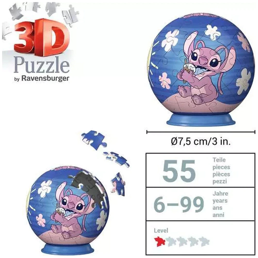 3D puzzle globe by Ravensburger features a friendly cartoon koala holding a piece, with scattered colorful pieces around.
