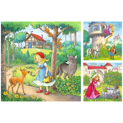 Ravensburger - Fairy Tales - Rapunzel Little Red Riding Hood & The Frog Prince - 3x49 Pieces - Puzzles