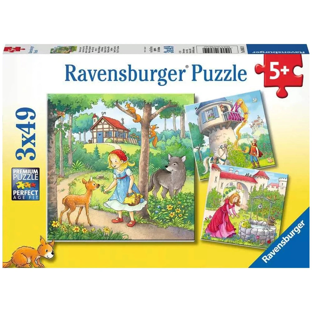 Ravensburger - Fairy Tales - Rapunzel Little Red Riding Hood & The Frog Prince - 3x49 Pieces - Puzzles